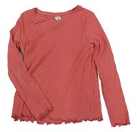 Jahodové žebrované triko Tu