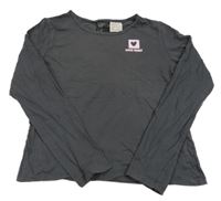 Antracitové tričko s nápisom a srdcem H&M