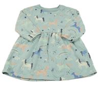 Svetlozelené teplákové šaty s jednorožcami a duhami George