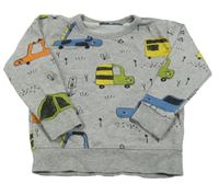 Sivá melírovaná mikina s autami Next