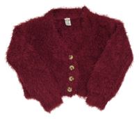 Vínový chlpatý prepínaci crop sveter Dopodopo