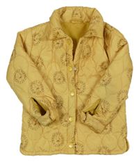 Žlutá prošívaná šusťáková zateplená bunda s lvy Dunnes
