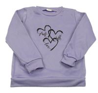 Levandulová mikina so srdiečkami
