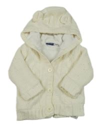 Smetanový zateplený propínací svetr s kapucí Lupilu