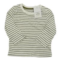 Nové - Smetanovo-khaki pruhované triko Primark