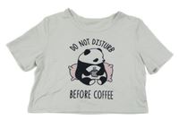 Biele crop tričko s pandou Shein