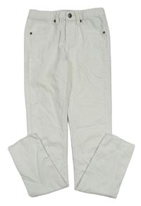 Biele plátenné skinny nohavice