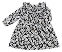 Čierno-bielo-modré kvetované šaty Primark