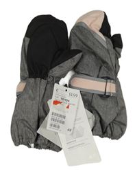 Nové - Šedo-růžovo-černé šusťákové zimní palcové rukavice H&M