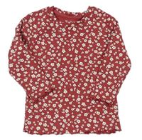 Červeno-biele kvetované rebrované tričko Nutmeg