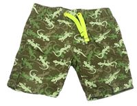 Khaki plátenné kraťasy s ještěrkami Kiki&Koko