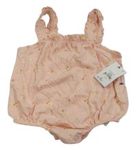 Meruňkový květovaný kraťasový overal Primark
