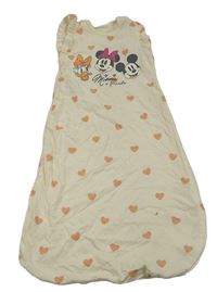 Smetanový bavlněný spací pytel so srdiečkami a Minnie zn. Disney