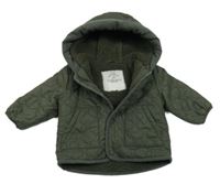 Khaki šušťáková prešívaná zateplená bunda s kapucňou zn. George
