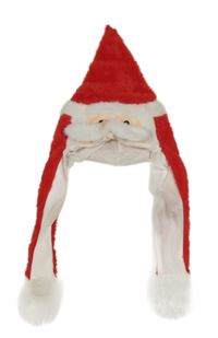 Červeno-bílá chlupatá vánoční čepice - Santa