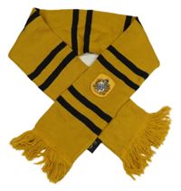 Okrová pruhovaná pletená šál s nášivkou - Harry Potter