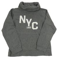 Šedá mikina s nápisem a komínovým límcem 