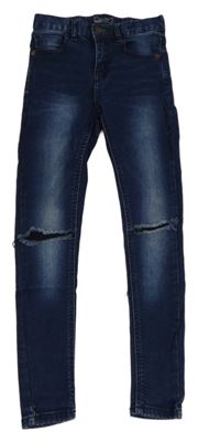 Tmavomodré skinny rifle s dírami Next