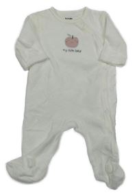 Biely zamatový overal s jablkem kiabi