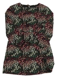 Nové - černo-růžovo-zelené vzorované lehké šaty dunnes