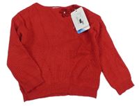 Nové - červený sveter s 3D kvítky Mayoral