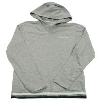 Šedá lehká melírovaná mikina s logem a kapucí Calvin Klein