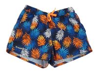 Tmavomodro-farebné plážové kraťasy s listami Decathlon