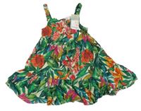 Nové - Zeleno-farebné kvetované ľahké šaty Primark