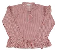 Červeno-bílá pruhovaná halenka s volánky Name it