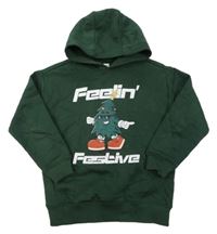 Tmavozelená mikina so stromkem a kapucňou F&F