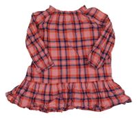 Ružovo-modro-červené kockované plátenné šaty H&M