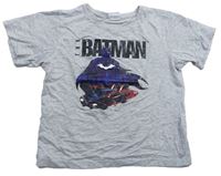 Sivé melírované tričko s Batman a batmobilem
