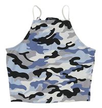 Modro-bielo-čierny army crop top New Look