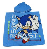 Modré osuškové pončo s kapucí - Sonic