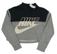 Černo-šedá crop mikina s logem Nike