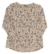 Růžovo-šedo-lila tričko s leopardím vzorom