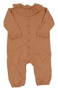 Broskvový svetrový vzorovaný overal s límečkem George