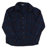 Tmavomodro-tehlová kockovaná košeľa Primark