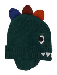 Tmavozeleno-farebná čapica s ostny - dino