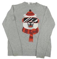 Svetlosivý sveter s medvedíkom H&M