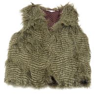 Hnedo-béžová pruhovaná kožušinová podšitá vesta Bhs