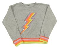 Světlešedo-barevná melírovaná mikina s bleskem Tu