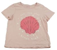 Růžové tričko s mušlí Primark