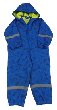 Tmavomodrá softshellová kombinéza s autami a kapucňou Kiki&Koko