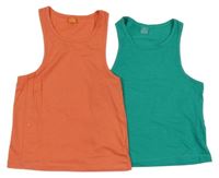 2set - 2x tílko - zelené + oranžové Y.F.K.