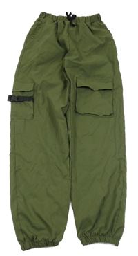 Khaki cargo cuff ľahké nohavice