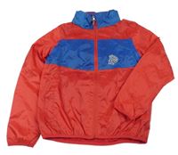 Červeno-modrá šušťáková jarná bunda s kapucňou Hip&Hopps