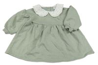 Zeleno-bílé teplákové šaty s límečkem F&F