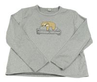 Světlešedé melírované pyžamové triko s lenochodem Shein