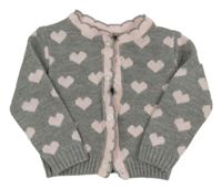 Sivo-ružový prepínaci sveter so srdiečkami